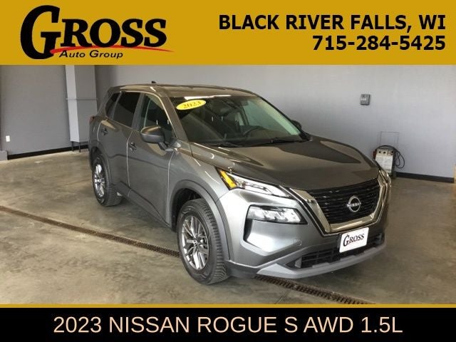 2023 Nissan Rogue S in Gun Metallic — front three-quarter view