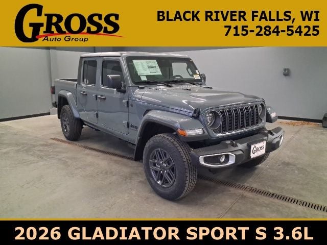 2026 Jeep Gladiator Sport S in Anvil Clear-Coat Exterior Paint — front three-quarter view