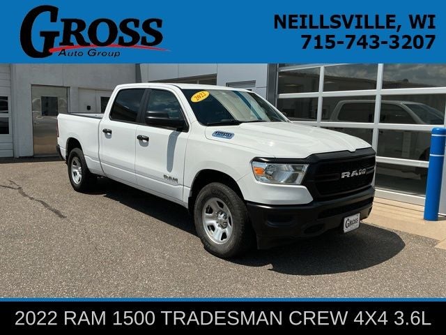 2022 RAM 1500 Tradesman in Bright White Clearcoat — front three-quarter view