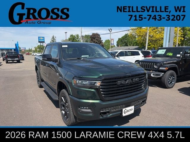 2026 RAM Ram 1500 Laramie in Serrano-Green Metallic Exterior Paint — front three-quarter view
