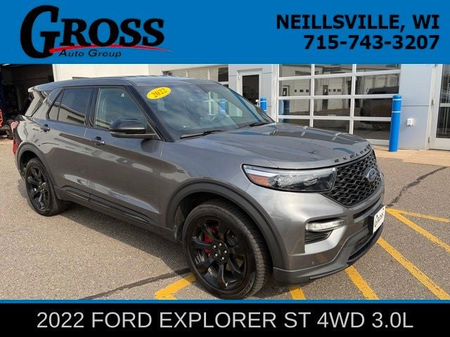 2022 Ford Explorer ST in Gray Metallic — front three-quarter view