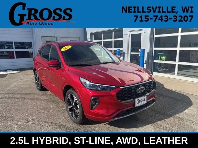 2025 Ford Escape ST-Line Elite in Red Metallic — front three-quarter view