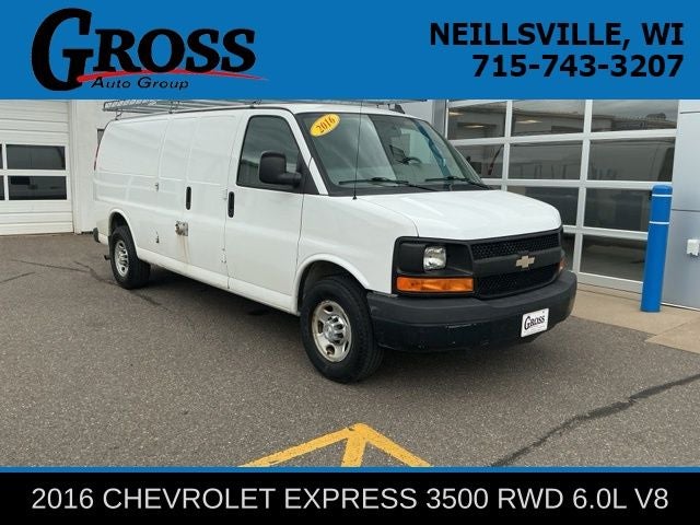 2016 Chevrolet Express 3500 Work Van Cargo in Summit White — front three-quarter view