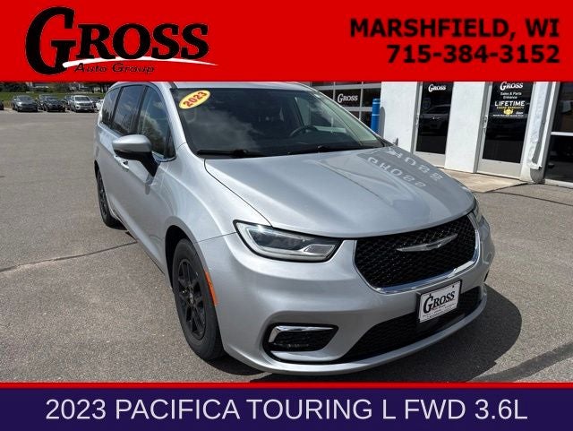 2023 Chrysler Pacifica Touring L in Silver Mist Clearcoat — front three-quarter view