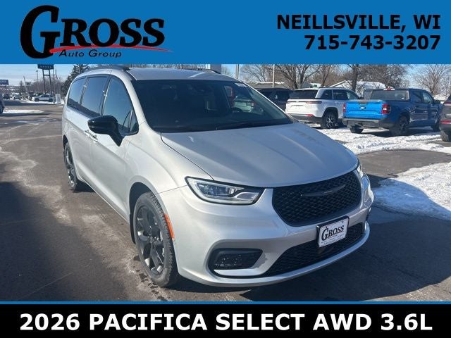 2026 Chrysler Pacifica Select in Silver Mist Clear-Coat Exterior Paint — front three-quarter view