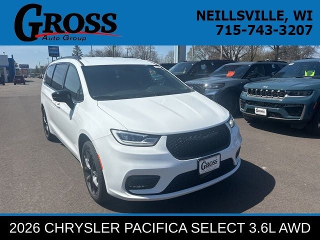 2026 Chrysler Pacifica Select in Bright White Clear-Coat Exterior Paint — front three-quarter view