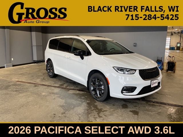 2026 Chrysler Pacifica Select in Bright White Clear-Coat Exterior Paint — front three-quarter view