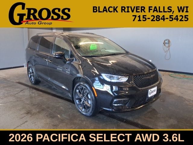 2026 Chrysler Pacifica Select in Diamond Black Crystal Pearl-Coat Exterior Paint — front three-quarter view