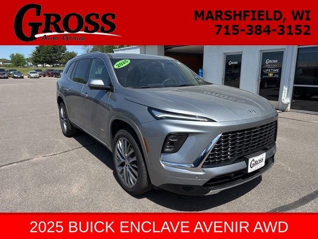 2025 Buick Enclave Avenir in Moonstone Gray Metallic — front three-quarter view